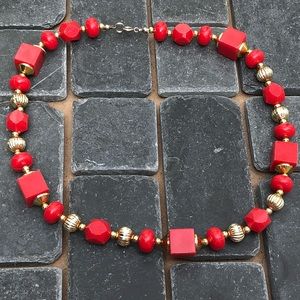 Red and gold beaded necklace